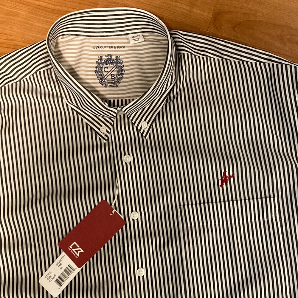 NWT Cutter & Buck Short Sleeve Button Down w/Lobster 1XB